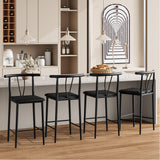 Set Garvee 4 Sgabelli da Bar con Schienale e Poggiapiedi, Cuscino Spesso, Altezza 63,5 cm, Nero, Cucina e Sala da Pranzo - Balck