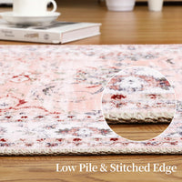 Tappeto Garvee per interni ed esterni, lavabile, vintage, antiscivolo, resistente all'acqua e alle macchie, per soggiorno, camera da letto, casa e ufficio, 140x200 cm, rosa