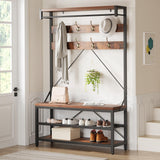 Garvee Panca Porta Scarpe con Attaccapanni 72" - 8 Ganci Doppia Testa, Ripiani Stoccaggio, Ferro Marrone, Ingresso e Corridoio, Design Industriale - Colore retrò