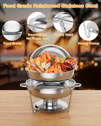 Garvee 5QT Chafing Dish Buffet Set in acciaio inossidabile, confezione da 4 - Attrezzatura professionale per la ristorazione per il controllo della temperatura durante feste ed eventi