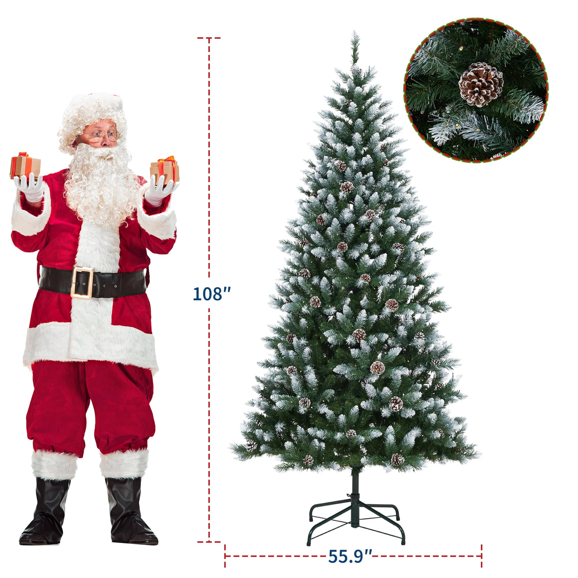 Albero di Natale artificiale Garvee – 275 cm, PE/PVC, 500 LED, 4000 rami, verde classico per Natale