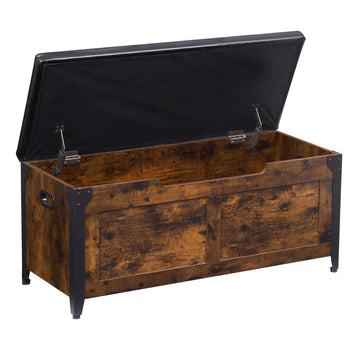 Garvee Cassapanca Contenitore in Legno con Telaio in Metallo, Cerniere di Sicurezza, Cuscino Imbottito, Ampio Spazio per Ingresso e Camera, 15.7"D x 39.4"W x 18.1"H, Multicolore