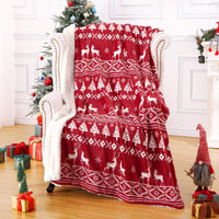 Coperta natalizia Garvee in flanella Sherpa 50x60 rossa - Calda, reversibile, morbida, resistente - Perfetta per divano e campeggio