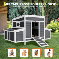 Pollaio in legno Garvee per 4-6 galline con tetto resistente alle intemperie, 2 nidi, connettori in metallo, giardino, 54x34x34 pollici, legno naturale