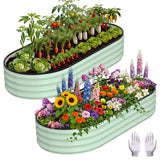 Garvee Letto Da Giardino Rialzato In Acciaio Zincato 4x2x1 Ft Verde Con Guanti E Bordo In Gomma Per Orto E Piante Esterne