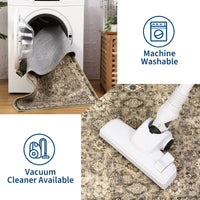 Tappeto vintage Garvee 80x150cm, lavabile, antiscivolo, stile boho, per soggiorno, camera da letto, sala da pranzo, beige