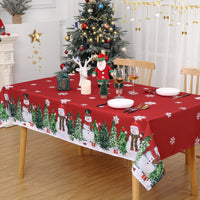 Tovaglia natalizia Garvee con motivo pupazzo di neve, impermeabile, antipiega, poliestere rosso, 54x108 pollici, decorazione per sala da pranzo