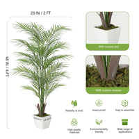 Palma Areca artificiale Garvee da 4 piedi con foglie e tronchi realistici, impermeabile, vaso di cemento stabile, decorazione per interni ed esterni, verde