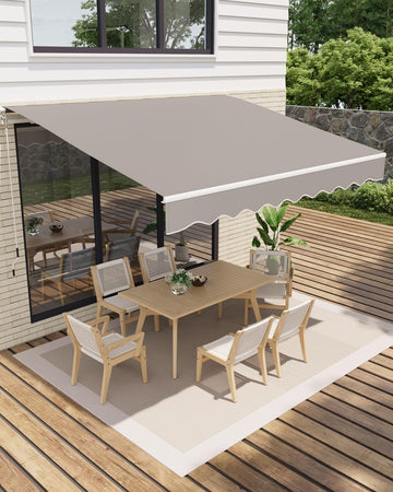 Garvee Gelenkarmmarkise 350x250 cm UV50+ Protezione Wasserabweisend Polyester Aluminium Gestell Manuelle Kurbel Terrasse Balkon