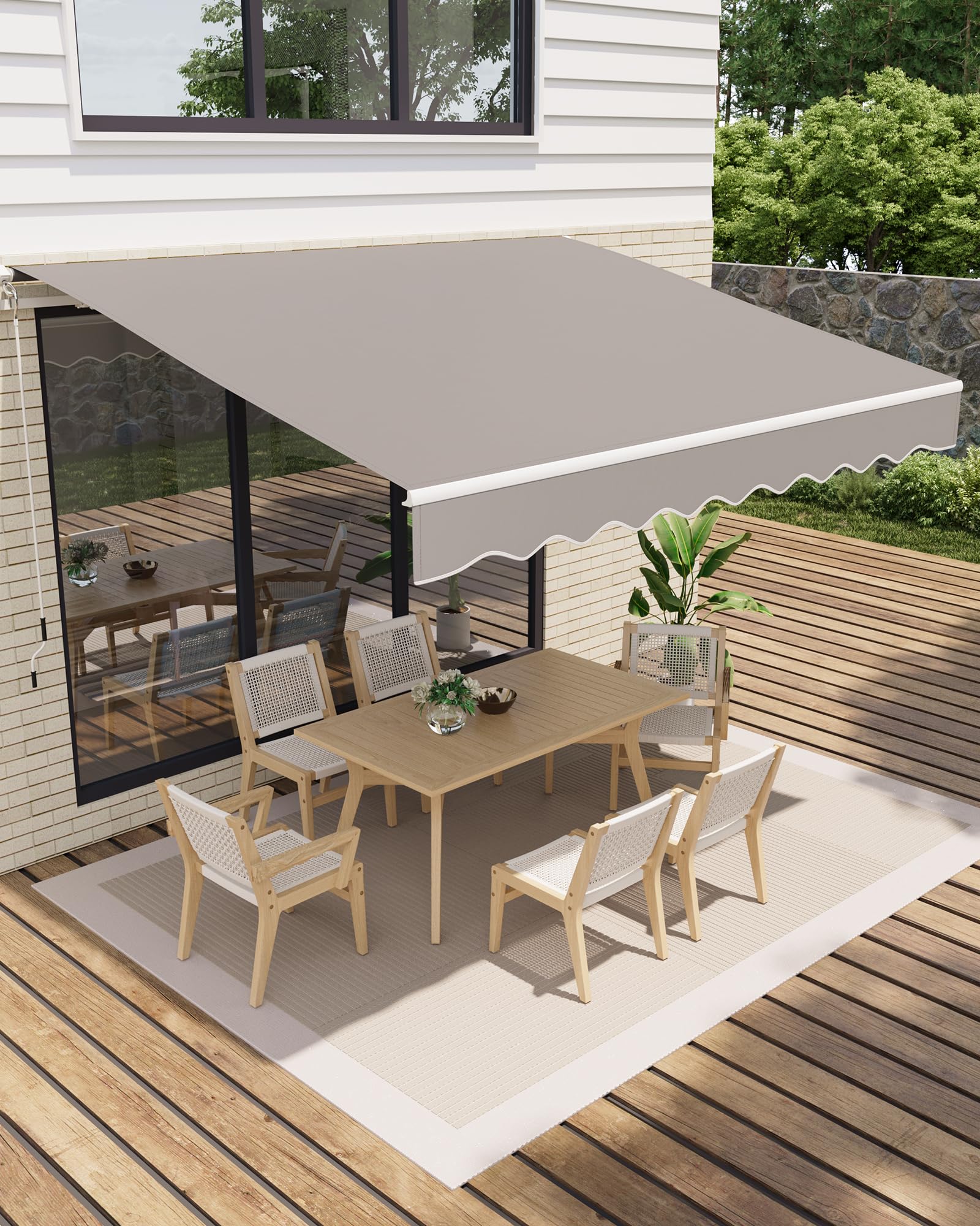 Garvee Gelenkarmmarkise 400x250 cm UV50+ Protezione, Regolabile Angolo, Poliestere 280g/m², Alluminio Resistente, Terrazza e Balcone, Montaggio a Parete