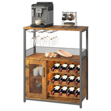 Garvee Armadio Vino Mensola Vino Mobile Bar Industriale 70x35x92 cm Legno con LED Regolabile per Cucina e Soggiorno - Retro