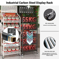 Carrello da cucina Garvee con ruote, 5 ripiani, porta snack, 60 x 27 x 170 cm, nero