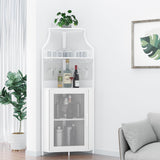 Garvee Mobile Bar Angolare Con Portabottiglie Staccabile, 5 Ripiani, MDF E Ferro, Design Industriale, Bianco, Per Casa E Bar