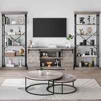 Libreria Garvee Industrial a 6 ripiani con struttura in metallo per soggiorno e ufficio, 73,6"x31,5"x11,8", stile vintage