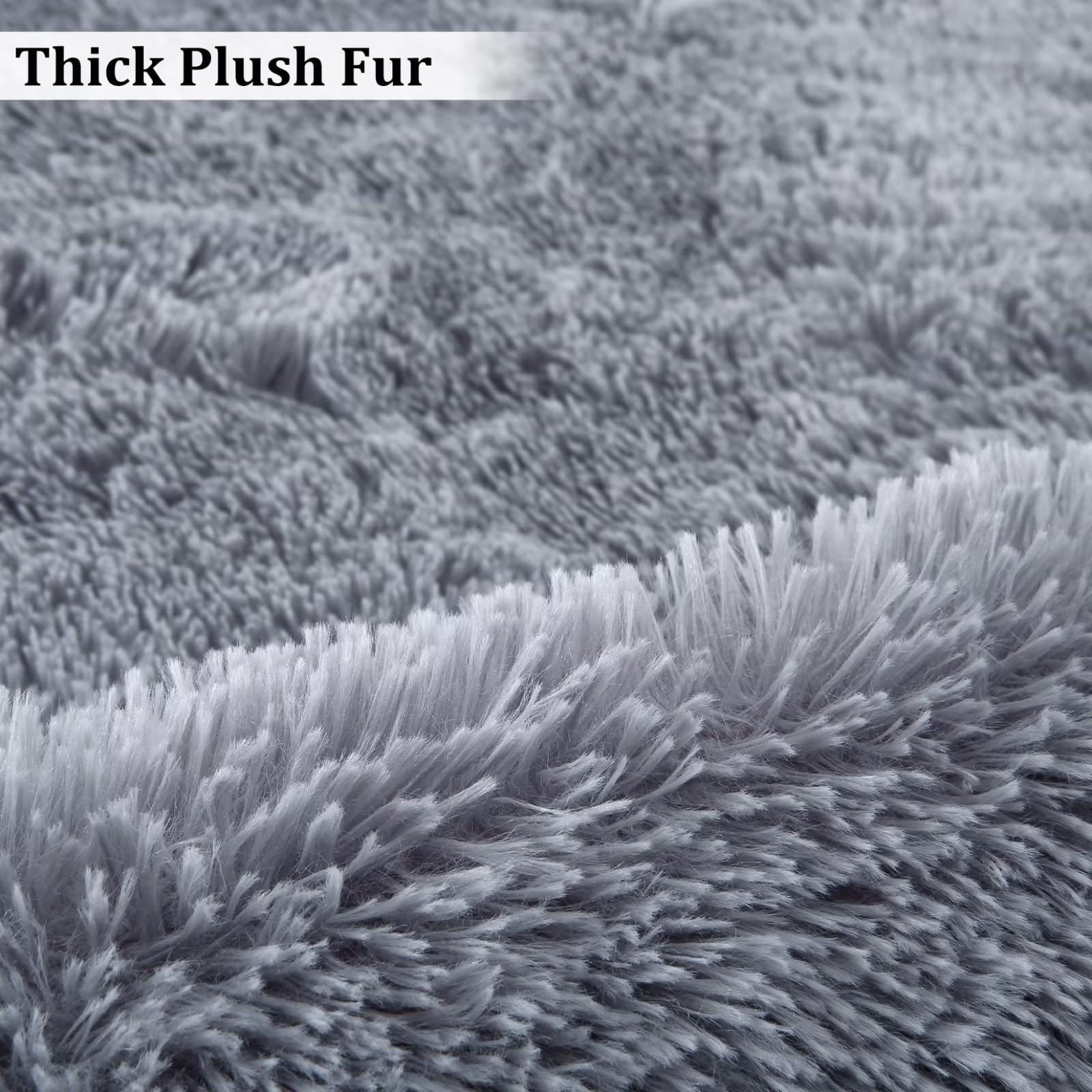 Tappeto rotondo Garvee Fluffy da 2'7,5" per la cameretta dei bambini, morbido pelo lungo da 1,5" in velluto antiscivolo grigio