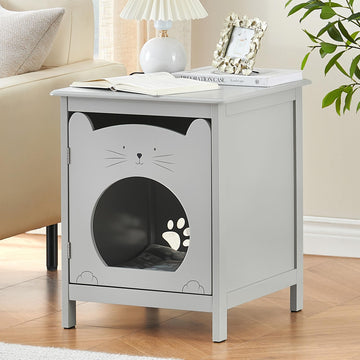 Garvee - Lettiera per gatti con porta e tavolino laterale per la ventilazione, per soggiorno, 18,7 x 20 x 23,8 cm, grigio