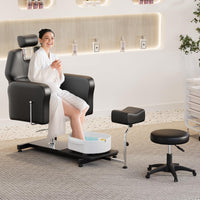Poltrona pedicure reclinabile Garvee con vasca massaggiante per i piedi, altezza regolabile, girevole a 360°, pelle, poggiapiedi regolabile, nero, salone di bellezza