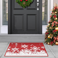 Garvee Alfombra De Salón 100% Poliéster 1900Gsm Antideslizante Base Goma Navidad Copos Nieve Textura Lino Grueso y Fino