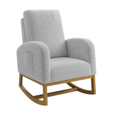 Garvee Poltrona a Dondolo Moderna con Gambe in Legno, Rivestimento in Tessuto, Schienale Alto, Tasche Laterali per Nursery e Salotto, Glider, Vari Colori - Light Gray
