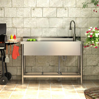 Lavello da cottura industriale Garvee in acciaio inox dalle grandi dimensioni 120x51x94cm Lavello da cottura industriale in robusto acciaio inox e con elevata capacità di carico per applicazioni professionali