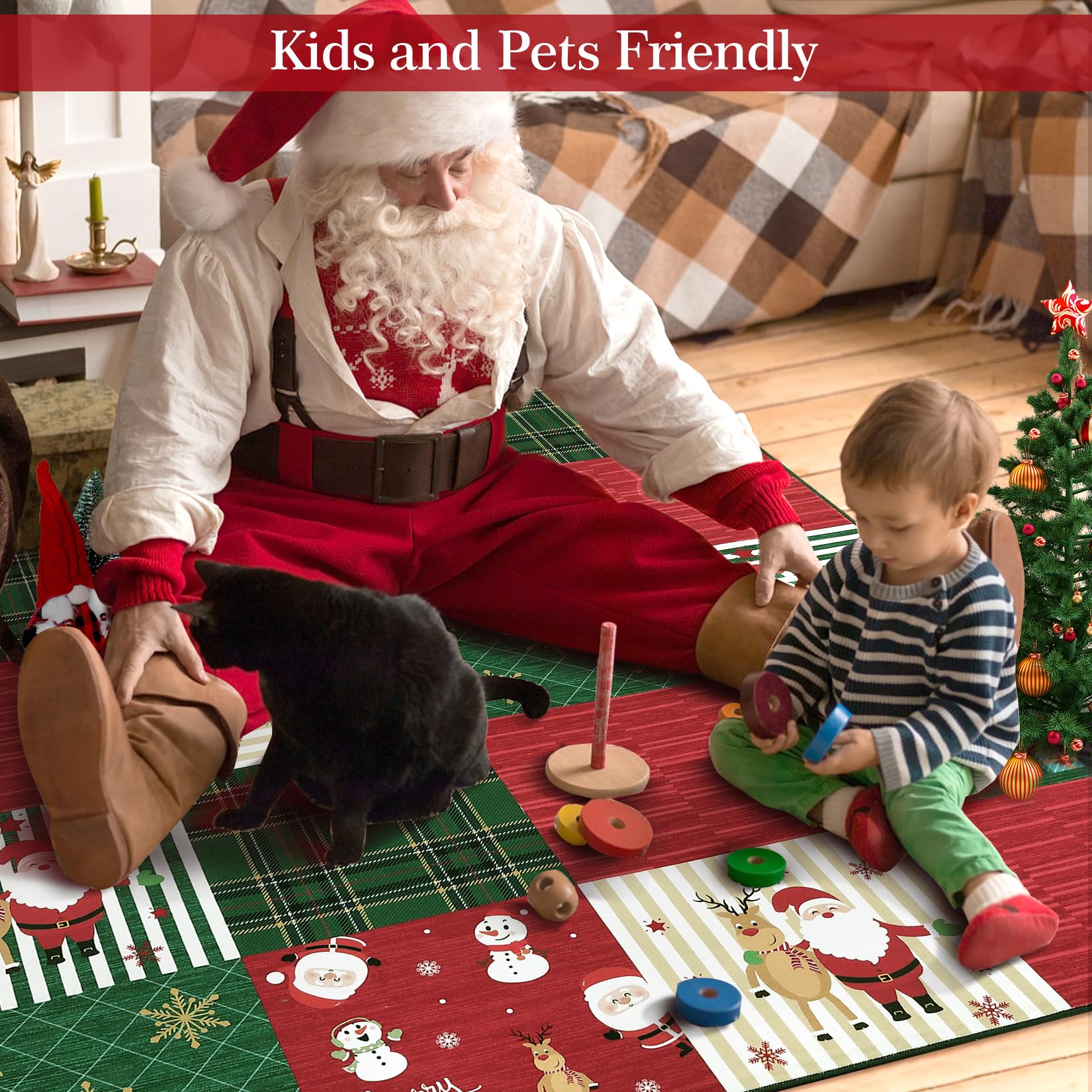 Garvee Alfombra Salon 100% pile di poliestere 200 g con TPR antiscivolo per Natale 80x150 cm Magic Night