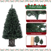 Albero di Natale vintage Garvee da 145 cm con struttura in metallo, 300 LED, 8 modalità, spina UE e design con scatola luminosa a forma di fiocco di neve