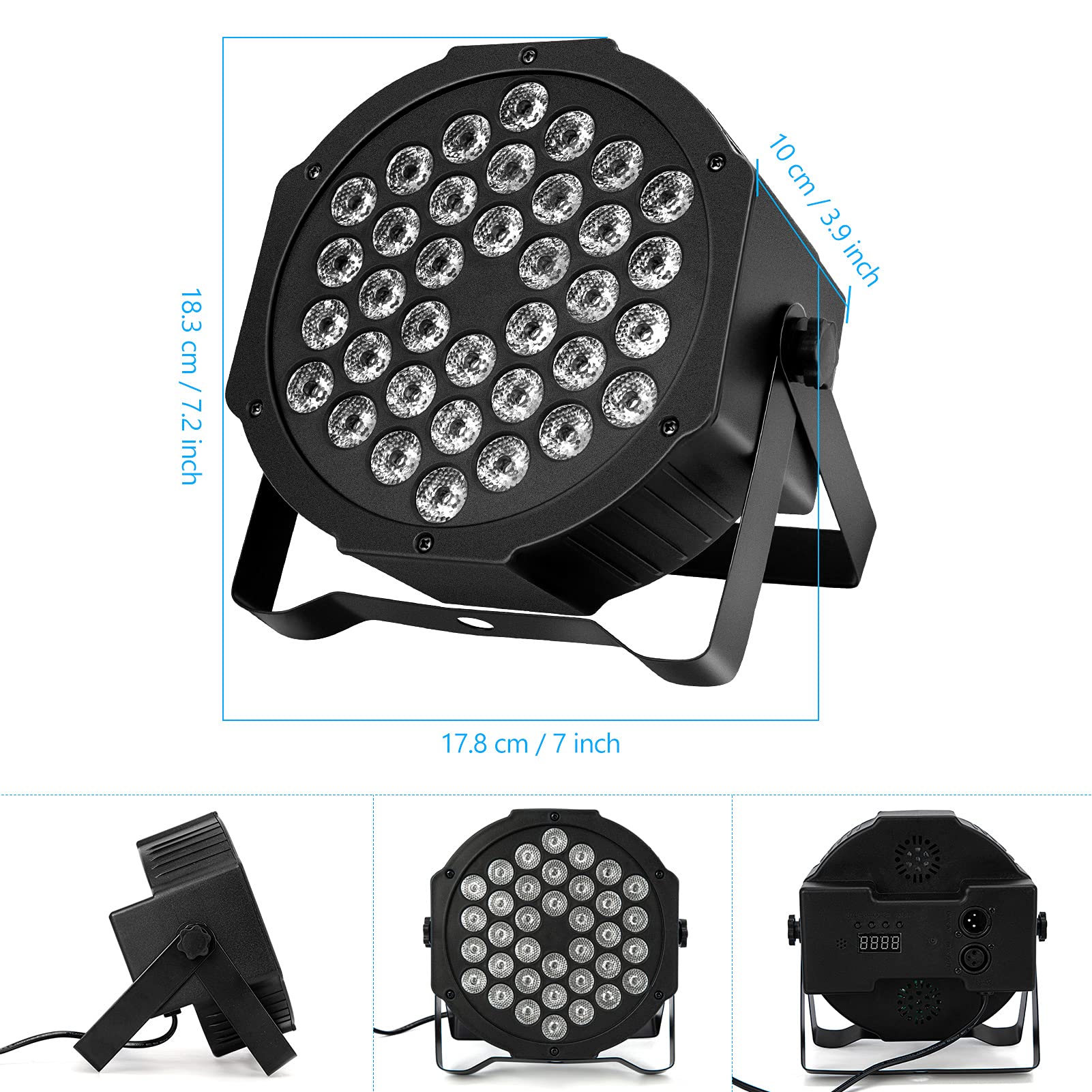 Garvee LED Par Spotlight RGB 36 LED Stage Light 2 Pack Party Light Telecomando DMX per palco DJ Party Show Bar Halloween Natale