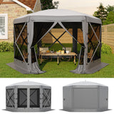 Gazebo Garvee Pop Up 14FT Esagonale con Zanzariera e Teli Antivento, Struttura in Acciaio, Campeggio e Feste in Giardino, Colore Variabile - Grigio