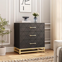 Cassettiera in legno Garvee per camera da letto, 3 cassetti, MDF, nero, moderna, robusta, salvaspazio, soggiorno, corridoio