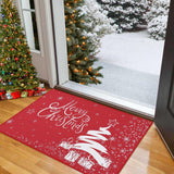 Garvee Grande Zerbino Natalizio Antiscivolo Con Albero Di Natale Rosso E Fiocchi Di Neve, 50x80cm, Imitazione Canapa, Per Ingresso Casa E Feste - Come mostrato