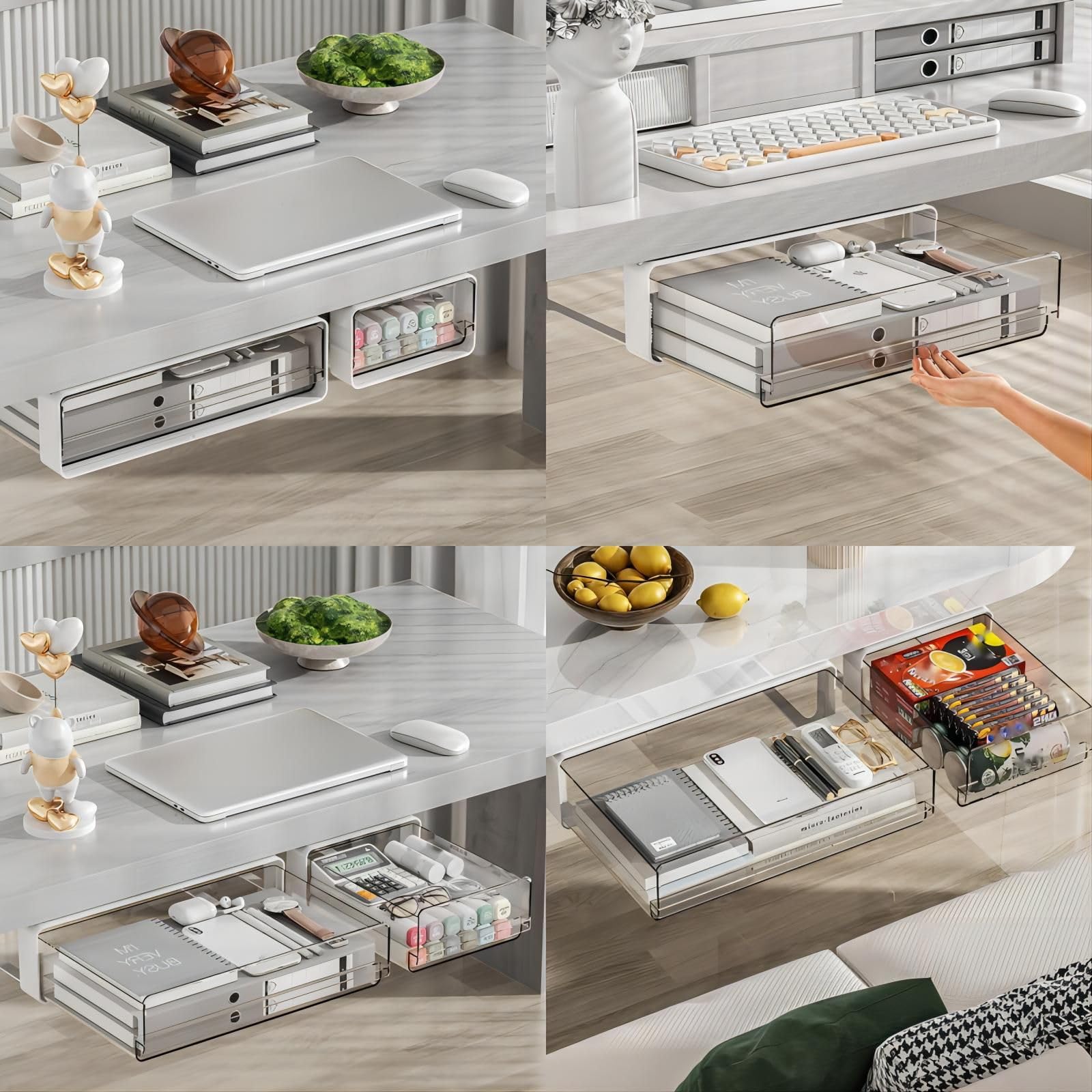 Organizzatore per cassetti estensibile Garvee per mobili da cucina, cassetti, bianco, piccolo, versatile