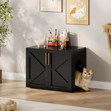 Garvee Mobile Per Lettiera Gatto Con 2 Porte Ventilazione Legno Design Elegante Bianco Doppio Accesso Casa 25.59x17.72x22.44 in - Black