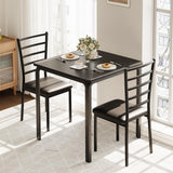Garvee Set Tavolo da Pranzo Quadrato per 2 Persone, Compatto e Salvaspazio, Nero, Ideale per Cucina e Appartamenti - Black