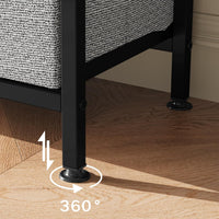 Supporto TV Garvee da 39" per TV fino a 50" con 2 cassetti in tessuto e ripiano aperto, soggiorno e camera da letto, struttura in metallo nero, piano in legno, piedini regolabili