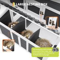 Pollaio in legno Garvee per 4-6 galline con tetto resistente alle intemperie, 2 nidi, connettori in metallo, giardino, 54x34x34 pollici, legno naturale