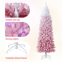 Albero di Natale artificiale Garvee da 180 cm rosa con 130 LED per l'illuminazione delle feste natalizie