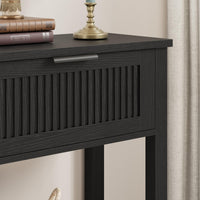 Tavolo da ingresso Garvee Farmhouse, consolle in legno, 43" con 2 cassetti e 2 ripiani, MDF, nero, soggiorno e corridoio, robusto e resistente ai graffi