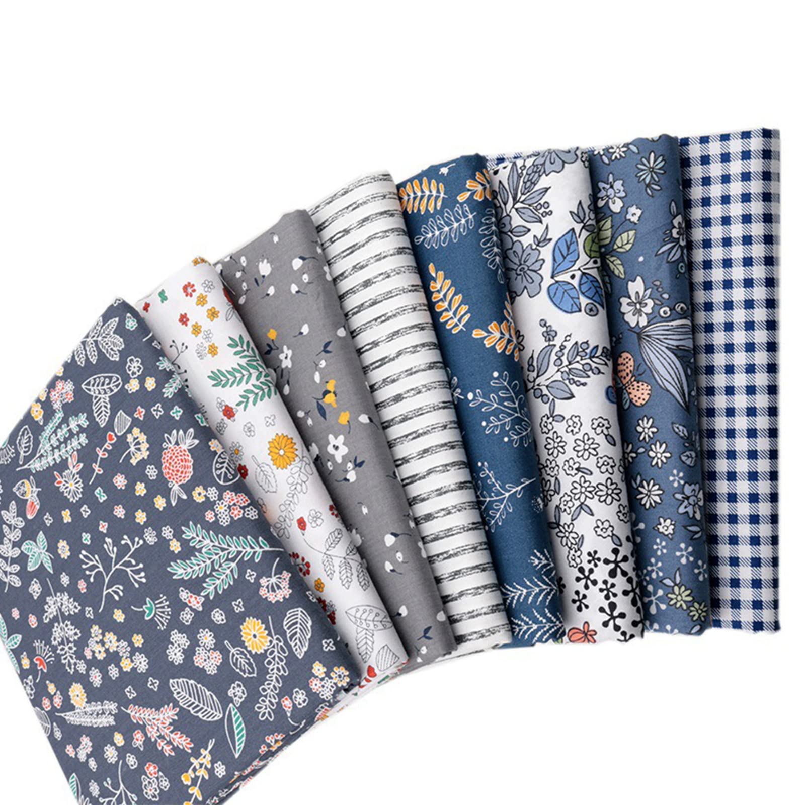 Set di 8 tessuti patchwork Garvee, cotone, 50x50 cm, morbidi e traspiranti, per cucito fai da te e quilting, motivo floreale
