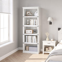 Libreria Garvee Triple Wide a 4 ripiani, grande scaffale aperto in legno, stile industriale, bianca, 67,4" H x 24,6" W x 12,8" D, soggiorno