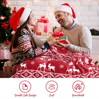 Coperta natalizia Garvee in flanella Sherpa 50x60 rossa - Calda, reversibile, morbida, resistente - Perfetta per divano e campeggio