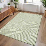 Garvee Tappeto Soggiorno 160x230 cm Verde Salvia, Lavabile & Pieghevole, Antiscivolo, Poliestere, Moderno Design Ritmico - Verde