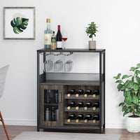 Mobile bar per vino Garvee a 3 ripiani con portabottiglie rimovibile, portabicchieri per cucina e soggiorno, 27,2"L x 13,8"P x 36,2"A, MDF e ferro