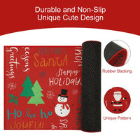 Garvee Tappeto Natalizio 40x80cm con Pupazzo di Neve e Albero di Natale, Antiscivolo, Rosso, Interno ed Esterno