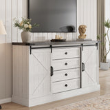 Mobile porta TV Garvee con 4 cassetti, ante scorrevoli, stile rustico, 65 pollici, bianco per camera da letto e soggiorno - bianco