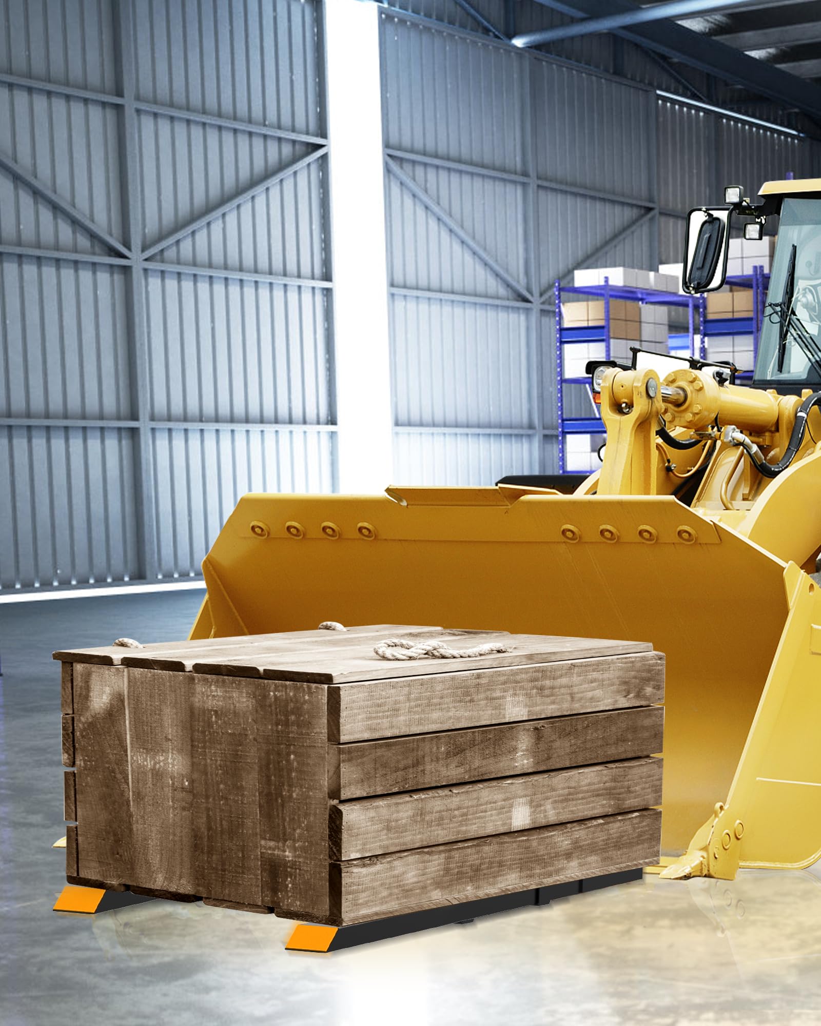 Forche per pallet Garvee da 43" per trattori e minipale, capacità 2000 libbre, sistema di sgancio rapido, barra stabilizzatrice regolabile, acciaio, per impieghi gravosi, agricoltura e edilizia