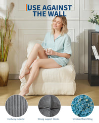 Divano letto pieghevole 3 in 1 Garvee con cuscini, materasso pieghevole, supporto per la guida, comoda seduta portatile, tessuto in velluto a coste, beige, per soggiorno e camera da letto