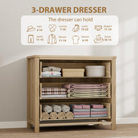 Cassettiera in rattan Garvee da 29" in legno per camera da letto, 3 cassetti, robusta, molto spaziosa, soggiorno, cameretta dei bambini