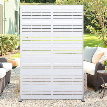 Garvee Recinzione in metallo per la privacy, 72"x47", antiruggine, resistente alle intemperie, con verniciatura a polvere, a 3 pannelli, autoportante, per giardino, terrazza, balcone