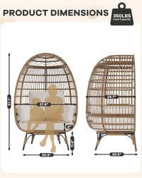 Sedia a forma di uovo in vimini Garvee Oversize da esterno con struttura in acciaio, ergonomica, resistente alle intemperie, per terrazza/soggiorno, compatta, elegante, in rattan resistente ai raggi UV, 4 cuscini