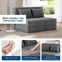 Divano letto e poltrona letto 4 in 1 Garvee, multifunzionale e confortevole, in velluto a coste grigio scuro, per soggiorno e camera degli ospiti
